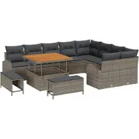 vidaXL Garten-Sofa-Set 12 stk. 11-Sitzanzahl Grau