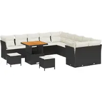 vidaXL Gartensofa-set 13 stk. Schwarz Poly-Rattan