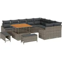 vidaXL Gartensofa-set 12 stk. 7-Sitzanzahl Grau Poly Rattan