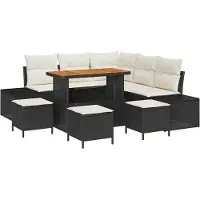 vidaXL Gartensofa-set 9 Stk. Schwarz Poly Rattan