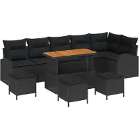 vidaXL Garten-Sofa-Set 10 stk. 9-Sitzanzahl Schwarz