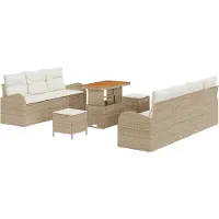 vidaXL Gartensofa-set 10 stk. Beige Poly-Rattan