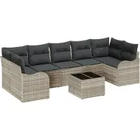 vidaXL Gartensofa-set Hellgrau 55 x 55 x 37 cm Poly-Rattan