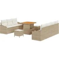 vidaXL Gartensofa-set 10 stk. Beige Poly-Rattan