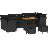 vidaXL Gartensofa-set 10 stk. 7-Sitzanzahl Schwarz Poly-Rattan