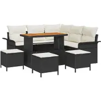 vidaXL Garten-Sofa-Set 8 stk. 7-Sitzanzahl Schwarz und Creme