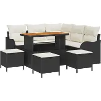vidaXL Garten-Sofa-Set 9 stk. 8-Sitzanzahl Schwarz und Creme