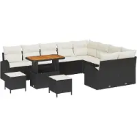 vidaXL Garten-Sofa-Set 12 stk. 11-Sitzanzahl Schwarz und Creme