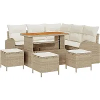 vidaXL Gartensofa-set 9 stk. Beige Poly-Rattan