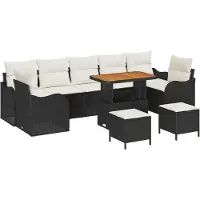 vidaXL Garten-Sofa-Set 10 stk. 9-Sitzanzahl Schwarz und Creme