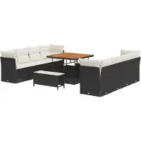 vidaXL Gartensofa-set 11 stk. 8-Sitzanzahl Schwarz und Creme