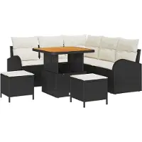 vidaXL Gartensofa-set mit Kissen 8 pcs Schwarz Poly-Rattan