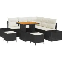 vidaXL Gartensofa-set 8 Stk. Schwarz Poly Rattan