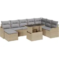 vidaXL Gartensofa-set 9 Stk. Beige [Synthetisch]: Poly Rattan