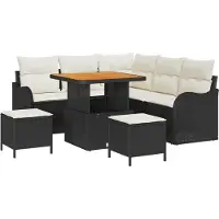 vidaXL Garten-Sofa-Set 8 stk. 7-Sitzanzahl Schwarz und Creme