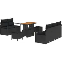 vidaXL Garten-Sofa-Set 8 stk. 7-Sitzanzahl Schwarz
