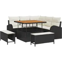 vidaXL Gartensofa-set mit Kissen 8 pcs Schwarz Poly-Rattan