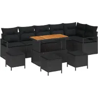 vidaXL Garten-Sofa-Set 10 stk. Schwarz Poly Rattan