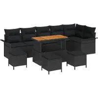 vidaXL Garten-Sofa-Set 10 stk. 9-Sitzanzahl Schwarz