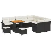 vidaXL Gartensofa-set 12 stk. Schwarz Poly-Rattan