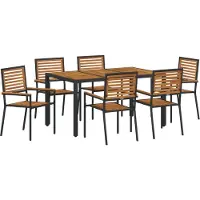 vidaXL Garten Essgruppe 7 Stk. Schwarz und Braun Poly-Rattan