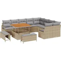 vidaXL Gartensofa-set 12 stk. Beige Poly-Rattan
