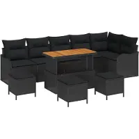 vidaXL Garten-Sofa-Set 10 stk. 9-Sitzanzahl Schwarz