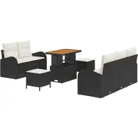 vidaXL Garten-Sofa-Set 8 stk. 7-Sitzanzahl Schwarz und Creme