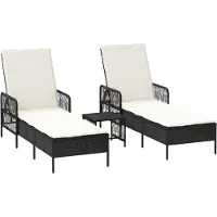 vidaXL Sonnenliege 3 stk. Poly-Rattan Schwarz und Cremeweiß