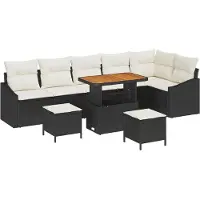 vidaXL Gartensofa-set 9 stk. 7-Sitzanzahl Schwarz Poly Rattan