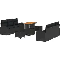 vidaXL Garten-Sofa-Set 9 stk. 8-Sitzanzahl Schwarz