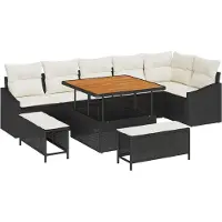 vidaXL Gartensofa-set 9 stk. 7-Sitzanzahl Schwarz Poly Rattan