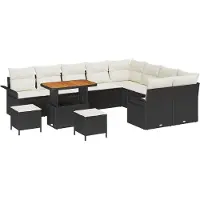 vidaXL Garten-Sofa-Set 12 stk. 11-Sitzanzahl Schwarz und Creme