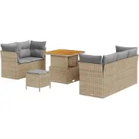 vidaXL Gartensofa-set 8 stk. 5-Sitzanzahl Beige und Hellgrau
