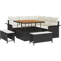 vidaXL Garten-Sofa-Set 8 stk. 7-Sitzanzahl Schwarz und Creme