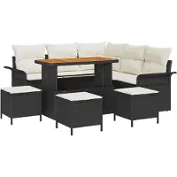 vidaXL Garten-Sofa-Set 9 stk. 8-Sitzanzahl Schwarz und Creme