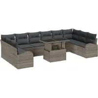 vidaXL Gartensofa-set 11 stk. Grau Poly Rattan