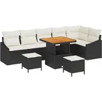 vidaXL Gartensofa-set 9 stk. 7-Sitzanzahl Schwarz Poly Rattan