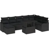 vidaXL Gartensofa-set 9 Stk. Schwarz Poly Rattan