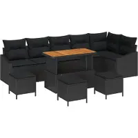 vidaXL Gartensofa-set 10 stk. Schwarz Poly-Rattan