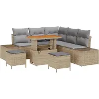 vidaXL Gartensofa-set 8 stk. Beige Poly-Rattan