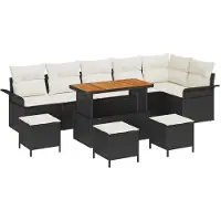 vidaXL Garten-Sofa-Set 9 stk. 8-Sitzanzahl Schwarz und Creme