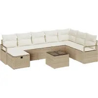 vidaXL Sofa Set 9 stk. 8-Sitzanzahl Beige und Creme Poly-Rattan