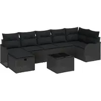 vidaXL Sofa Set 8 Stk. 7-Sitzanzahl Schwarz Poly-Rattan