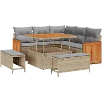 vidaXL Gartensofa-set 8 stk. 7-Sitzanzahl Beige und Hellgrau