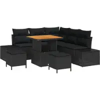 vidaXL Gartensofa-set 8 stk. Schwarz Poly-Rattan