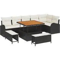 vidaXL Garten-Sofa-Set 9 stk. 8-Sitzanzahl Schwarz und Creme