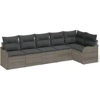 vidaXL Gartensofa-set 6 stk. Grau Poly-Rattan