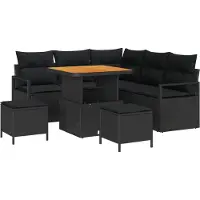 vidaXL Garten-Sofa-Set 8 stk. 7-Sitzanzahl Schwarz