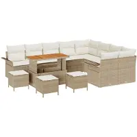 vidaXL Gartensofa-set 12 stk. Beige Poly-Rattan